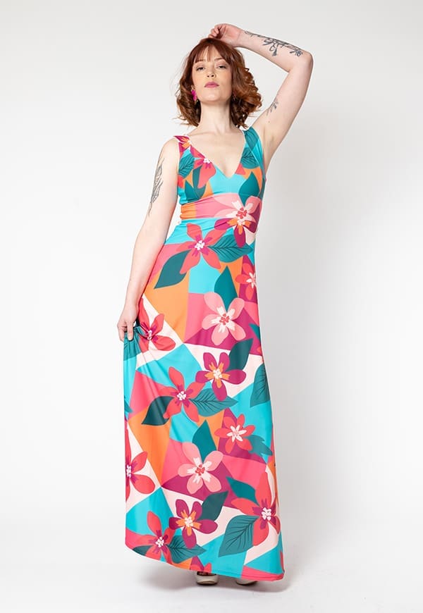 vestido vera geometrico flores colores